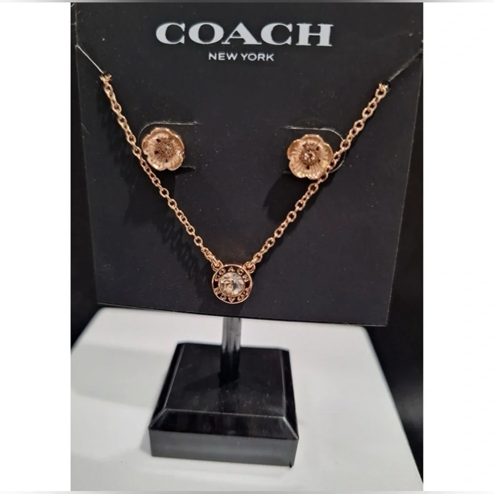 Coach Rose Gold Necklace and Earring Set - Picture 3 of 6